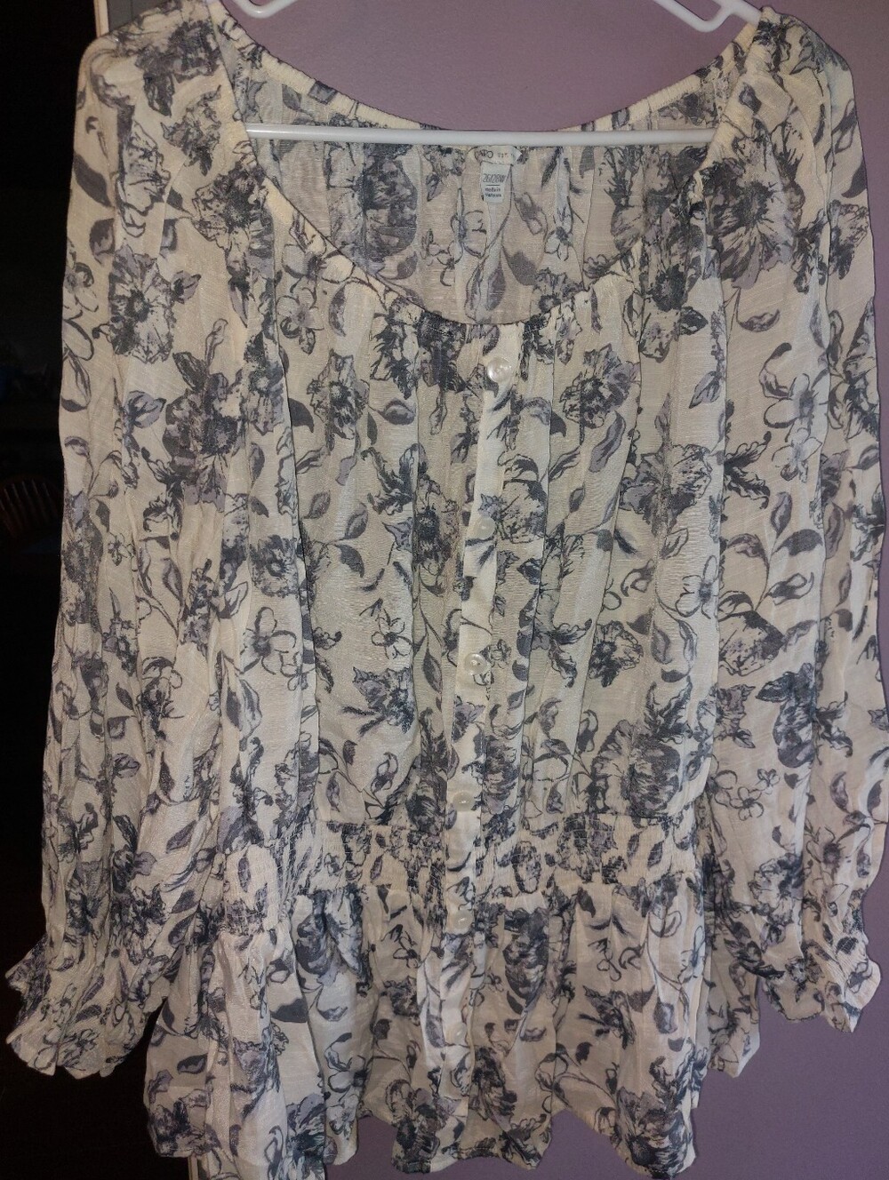 Cato 26/28 Gray Floral Blouse